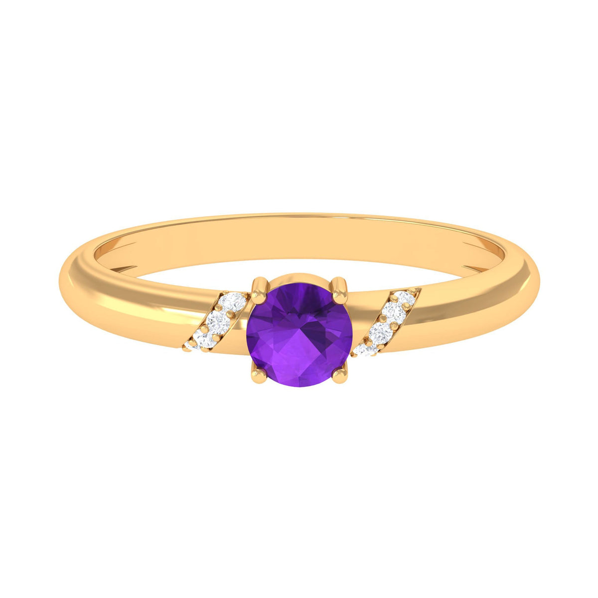 Elegant natural amethyst promise ring for women with a diamond accent, featuring a rose gold band by Rosec Jewels.
