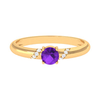 Elegant natural amethyst promise ring for women with a diamond accent, featuring a rose gold band by Rosec Jewels.