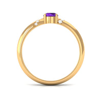 Natural amethyst promise ring with diamond accents for women, featuring Rosec Jewels' elegant jewelry design.