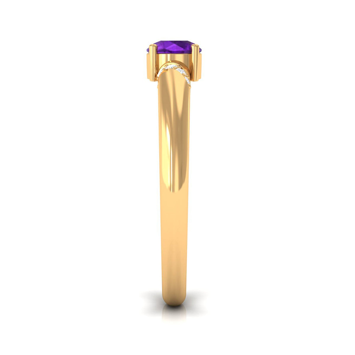 Natural amethyst promise ring with diamond for women, featuring a rosec Jewels ring design with intricate band and gemstone setting.