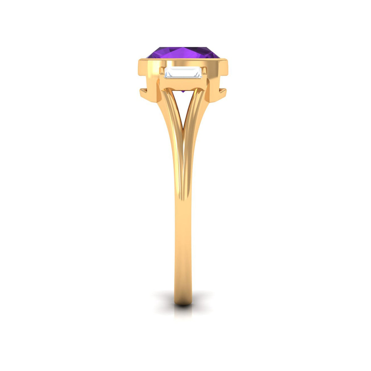 Genuine 2 Carat amethyst cushion cut engagement ring with diamond accents, featuring rose gold band by Rosec Jewels.