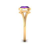 Genuine 2 Carat amethyst cushion cut engagement ring with diamond accents, featuring rose gold band by Rosec Jewels.