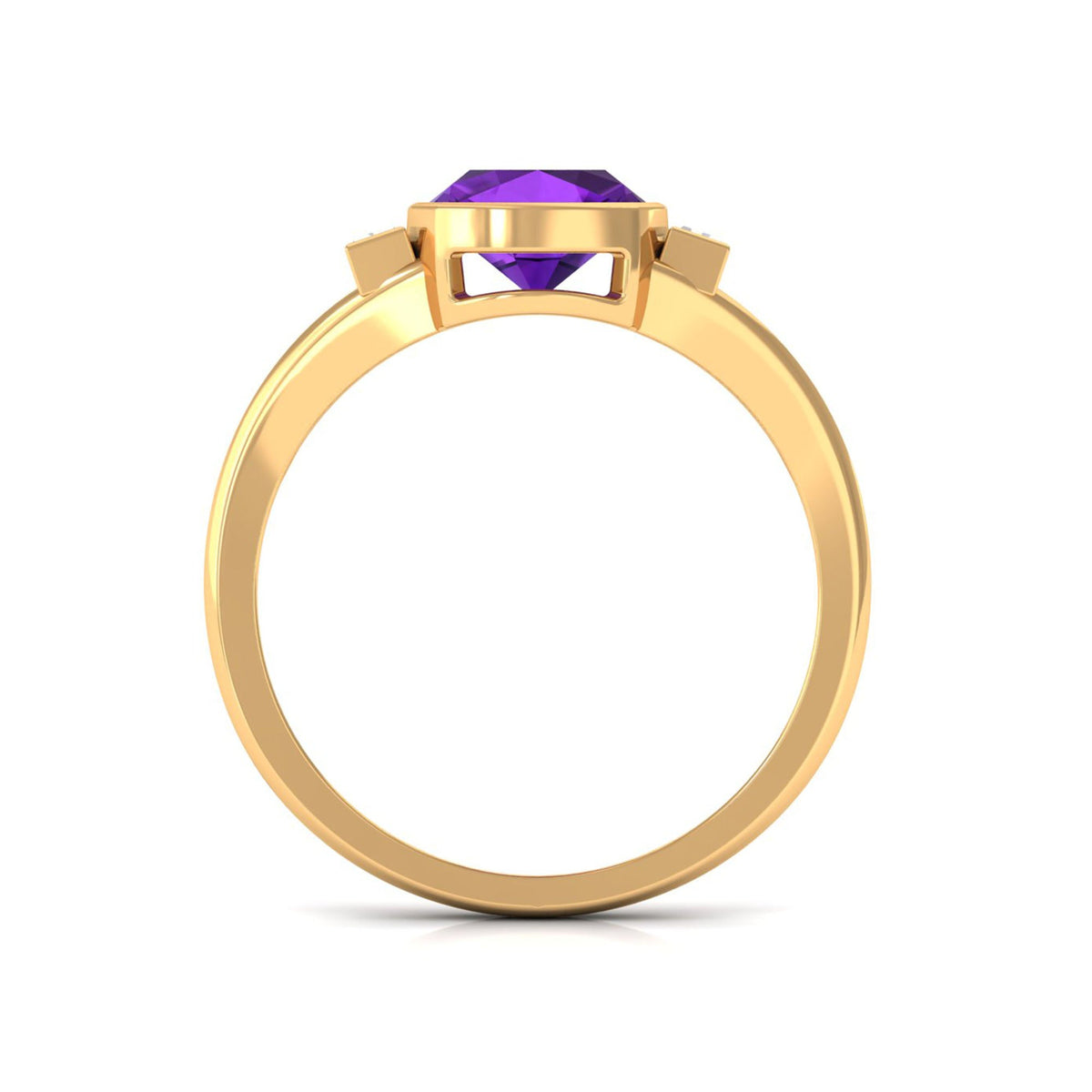 Genuine 2 Carat Amethyst cushion cut engagement ring with diamonds by Rosec Jewels, featuring a silver band and intricate design.