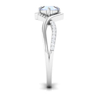 Rosec Jewels 1/2 CT moonstone solitaire crossover ring with diamond claw set, showcasing elegant gemstone and intricate band design.