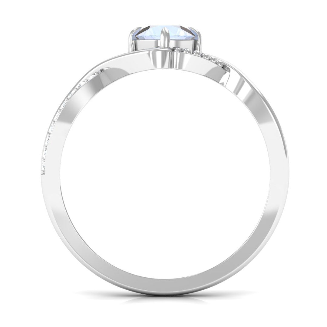 Rosec Jewels 1/2 CT moonstone solitaire crossover ring with diamond, showcasing a claw-set moonstone and elegant band.