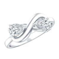 Rosec Jewels Lab Grown Diamond Toi Et Moi Promise Ring with infinity knot, featuring two sparkling diamonds on a sleek band.