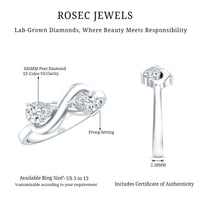 Rosec Jewels lab-grown diamond Toi Et Moi promise ring with infinity knot design, featuring two sparkling diamonds on a polished band.