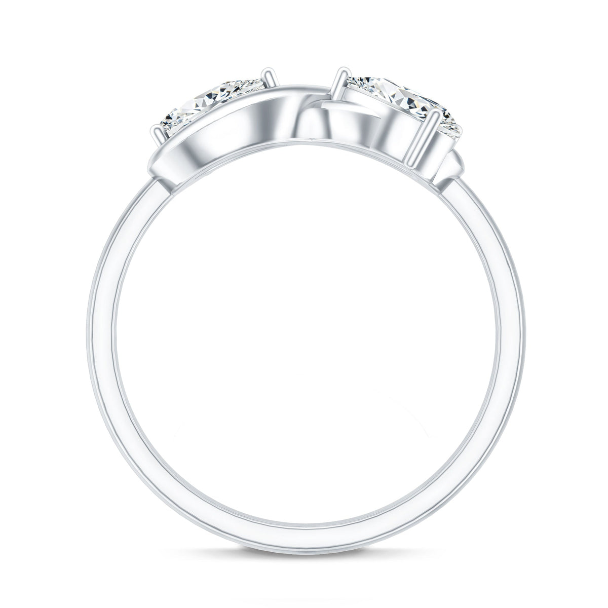 Lab grown diamond Toi Et Moi promise ring with infinity knot design by Rosec Jewels, featuring two sparkling diamonds on a sleek band.
