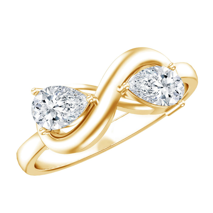 Rosec Jewels lab-grown diamond Toi Et Moi promise ring with infinity knot, featuring two sparkling diamonds on a sleek band