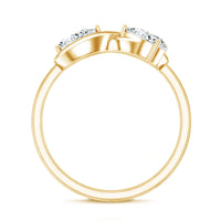 Lab grown diamond Toi Et Moi promise ring with infinity knot from Rosec Jewels, featuring two sparkling diamonds on a sleek band.