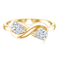 Lab grown diamond Toi Et Moi promise ring with infinity knot by Rosec Jewels, featuring two sparkling diamonds on a sleek band.