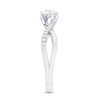 Minimal Diamond Engagement Ring with Crossover Shank