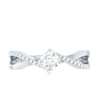 Minimal Diamond Engagement Ring with Crossover Shank