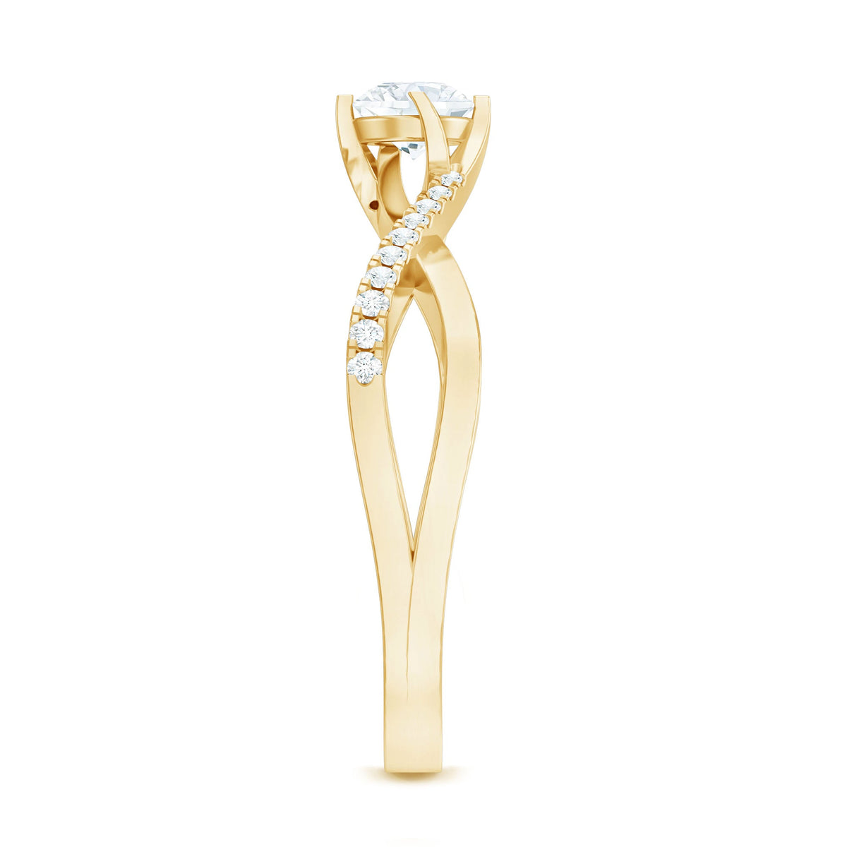 Minimal Diamond Engagement Ring with Crossover Shank