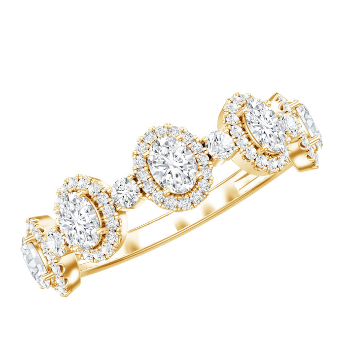 Rosec Jewels designer lab-grown diamond half eternity wedding band ring with sparkling diamonds and elegant design.