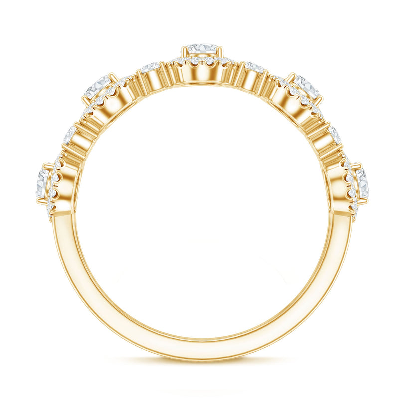 Rosec Jewels Designer Lab Grown Diamond Half Eternity Wedding Band ring with sparkling diamonds and sleek gold setting.