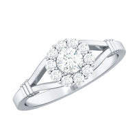 Natural Diamond Halo Engagement Ring with Split Shank
