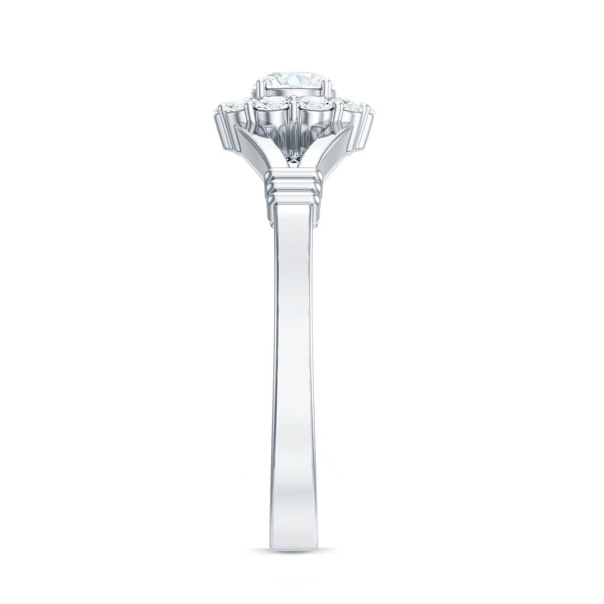 Natural Diamond Halo Engagement Ring with Split Shank