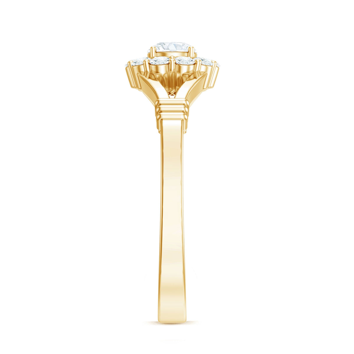 Natural Diamond Halo Engagement Ring with Split Shank