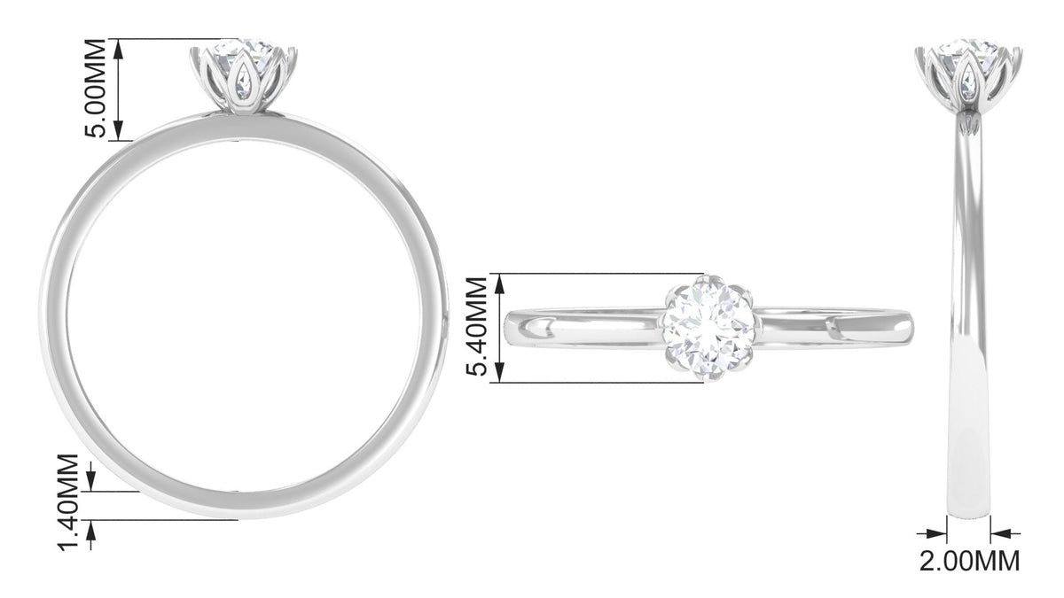 Natural Diamond Solitaire Promise Ring For Women