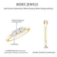 Lab Grown Oval Diamond 3 Stone Engagement Ring