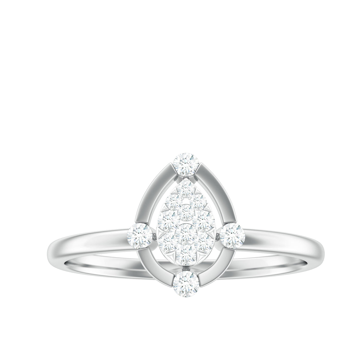 Natural Pear Shaped Diamond Cluster Engagement Ring