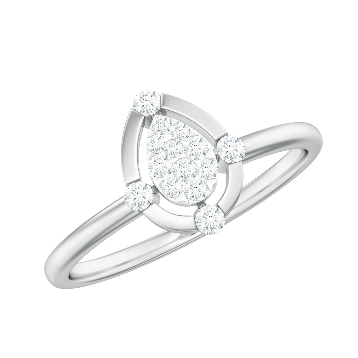 Natural Pear Shaped Diamond Cluster Engagement Ring