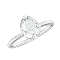 Natural Pear Shaped Diamond Cluster Engagement Ring