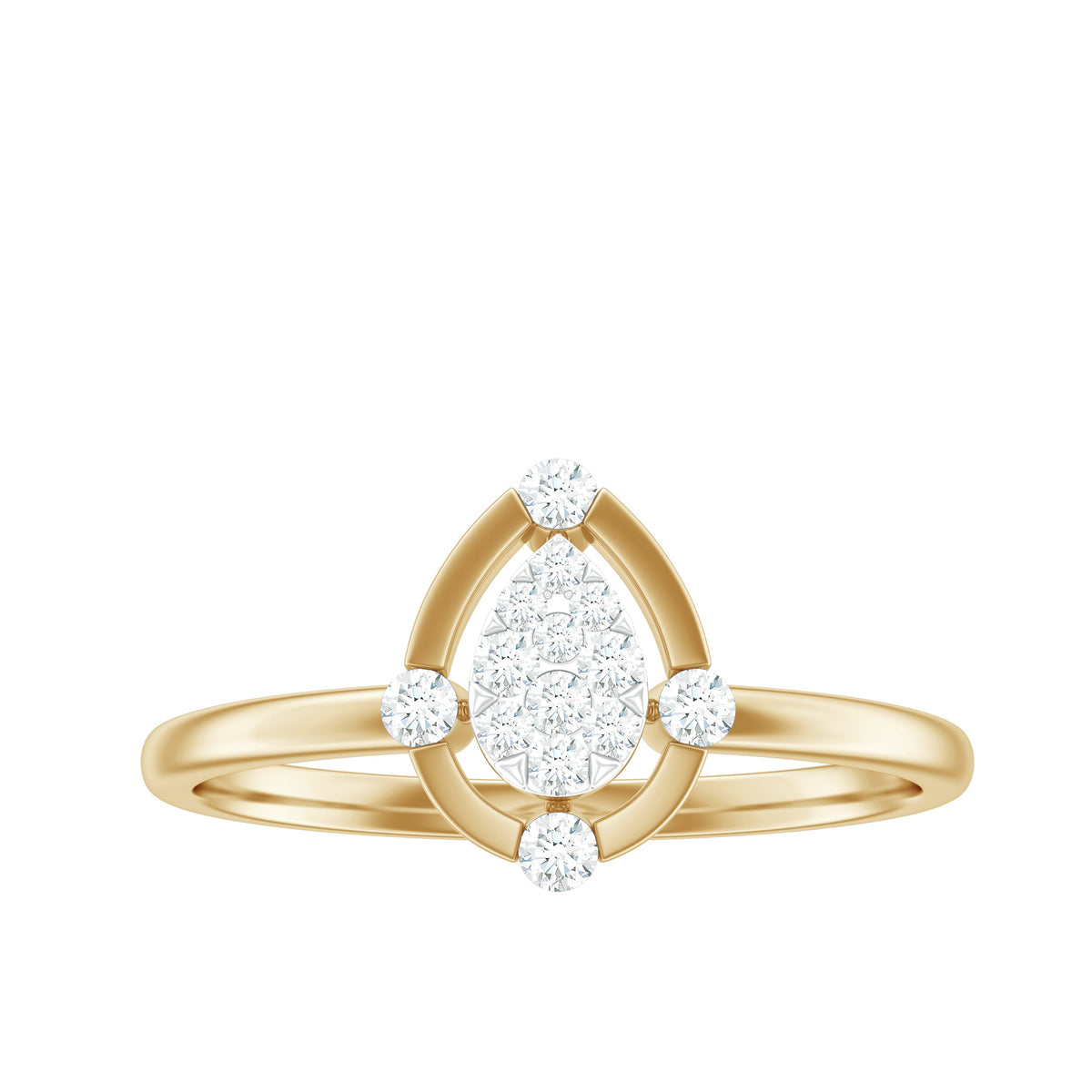 Natural Pear Shaped Diamond Cluster Engagement Ring