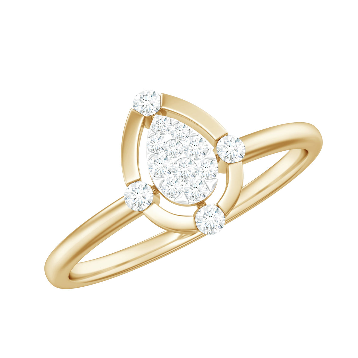 Natural Pear Shaped Diamond Cluster Engagement Ring