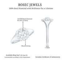 Natural Diamond Flower Engagement Ring in Illusion Set