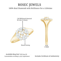 Natural Diamond Flower Engagement Ring in Illusion Set