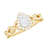 Illusion Set Round Diamond Crossover Engagement Ring
