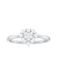 Minimal Diamond Heart Promise Ring for Valentines Day