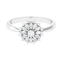 Certified Real Diamond Flower Engagement Ring