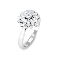 Certified Real Diamond Flower Engagement Ring