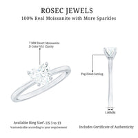 1 CT Heart Shape Certified Moissanite Engagement Ring