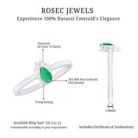 Womens Emerald and Diamond Promise Ring for Her