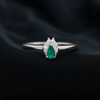 Womens Emerald and Diamond Promise Ring for Her