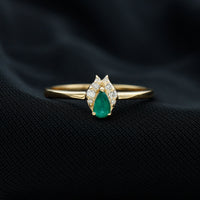 Womens Emerald and Diamond Promise Ring for Her