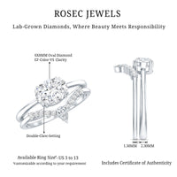 Certified 6X8 MM Oval Lab Grown Diamond Engagement Ring With Enhancer