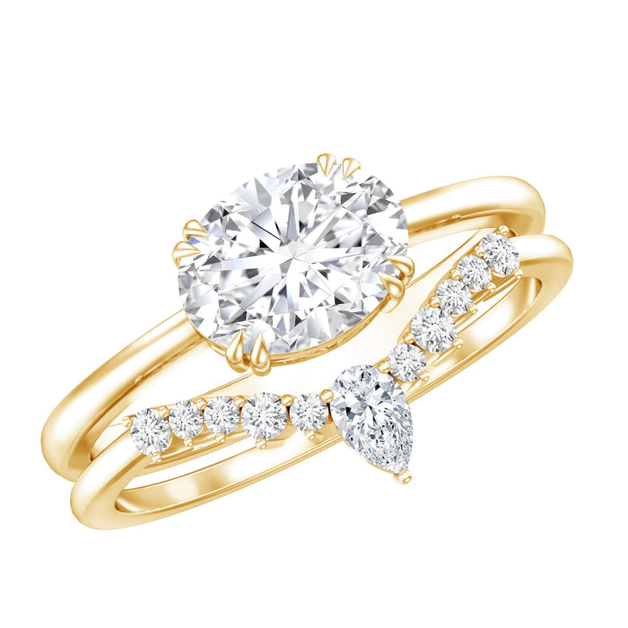 Rosec Jewels lab-grown diamond engagement ring with 6x8 mm oval center diamond and enhancer setting, showcasing elegant craftsmanship.