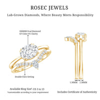 Certified 6X8 MM Oval Lab Grown Diamond Engagement Ring With Enhancer