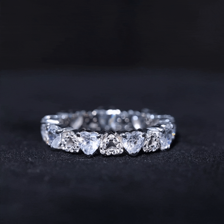 Yellow gold lab-grown diamond heart wedding band by Rosec Jewels, featuring sparkling certified diamonds on a sleek ring.