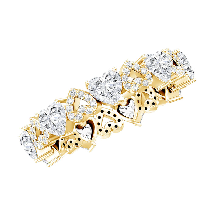 Lab grown diamond heart wedding band by Rosec Jewels, featuring sparkling diamonds in a sleek ring setting.