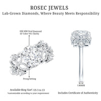 6X8mm Oval Lab Grown Diamond Flower Engagement Ring
