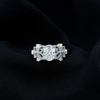 6X8mm Oval Lab Grown Diamond Flower Engagement Ring