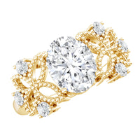 6X8mm Oval Lab Grown Diamond Flower Engagement Ring