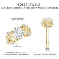 6X8mm Oval Lab Grown Diamond Flower Engagement Ring