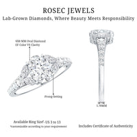 Certified 1 Carat Oval Lab Grown Diamond Engagement Ring With Side Stones